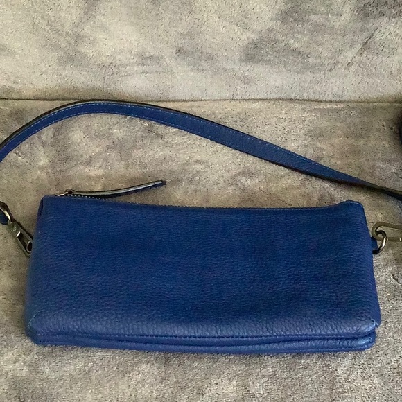 Halston Heritage Blue Leather Zipper Crossbody Bag - Picture 5 of 13